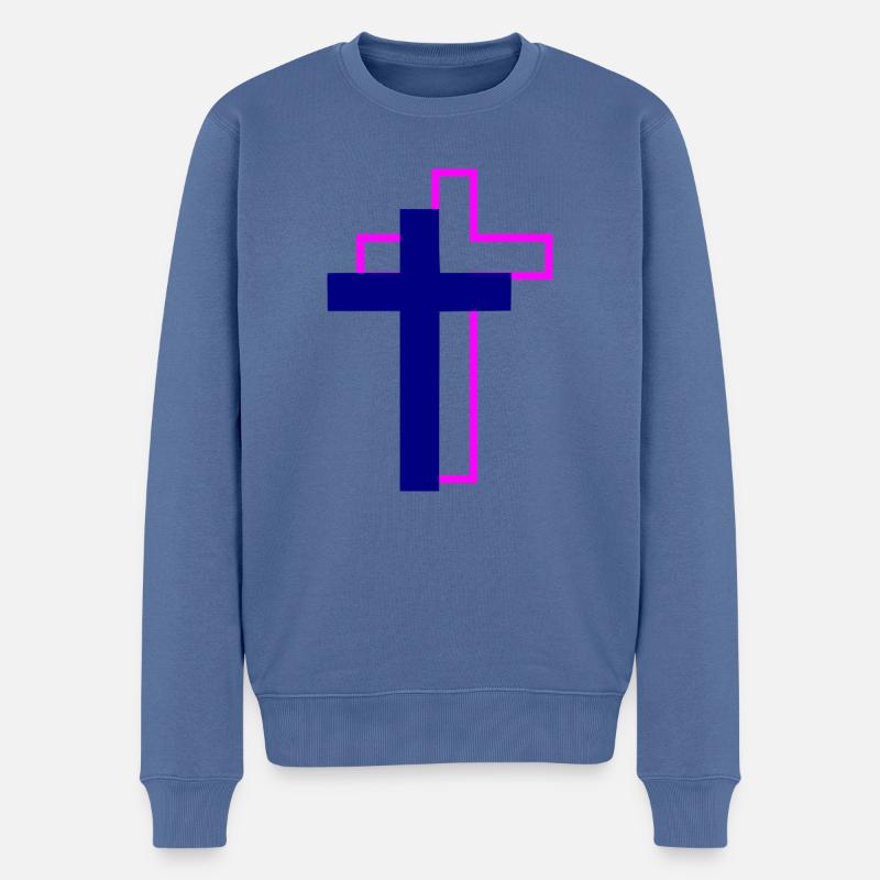 Kreuze - Männer Premium Bio Pullover - Taubenblau