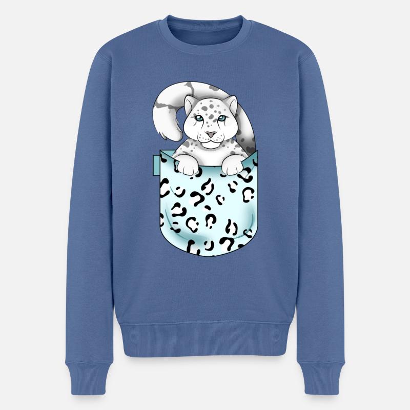 Schneeleopard - Männer Premium Bio Pullover - Taubenblau