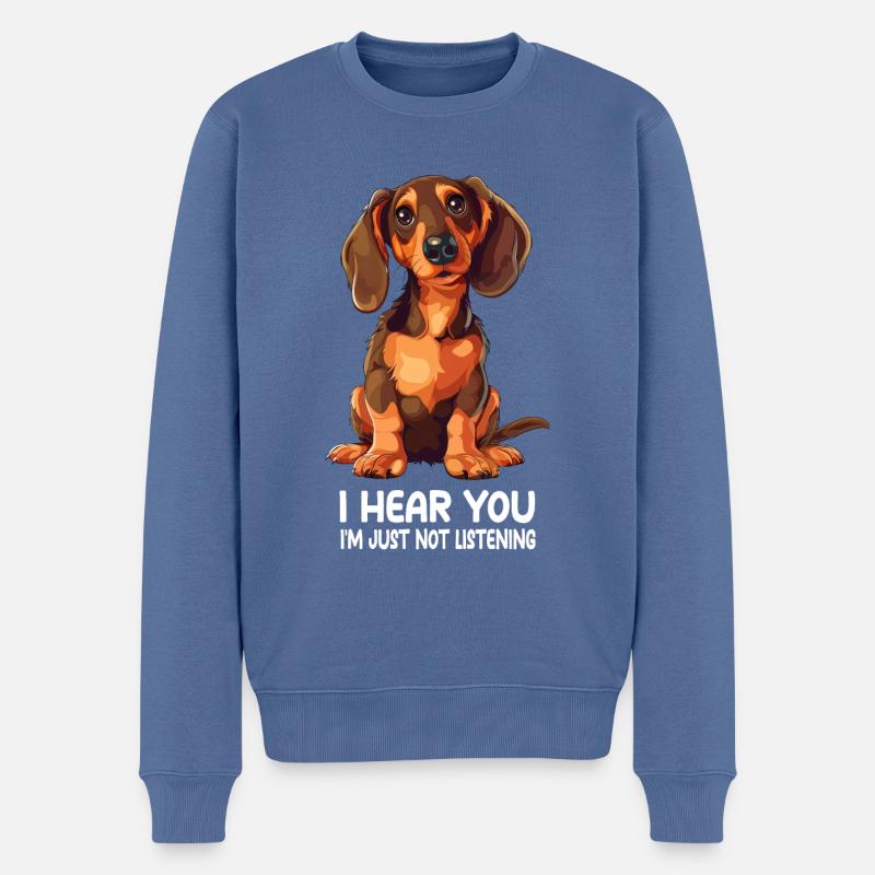 Dachshund - Männer Premium Bio Pullover - Taubenblau