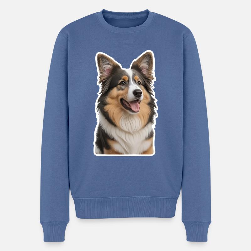 Collie - Männer Premium Bio Pullover - Taubenblau