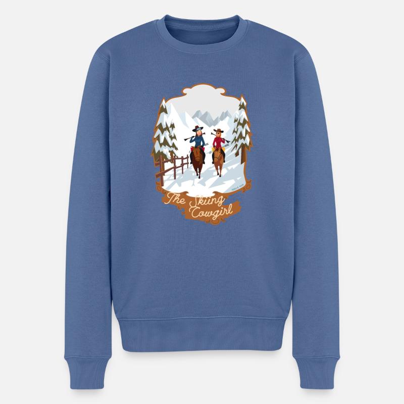Die Ski-Cowgirls - Männer Premium Bio Pullover - Taubenblau