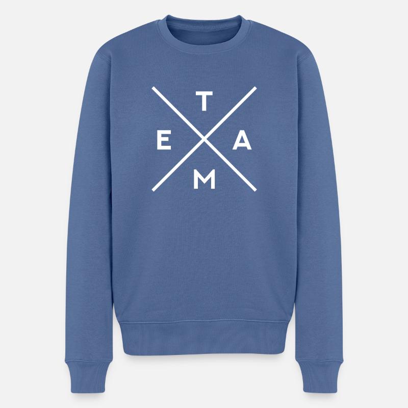 TEAM - Männer Premium Bio Pullover - Taubenblau