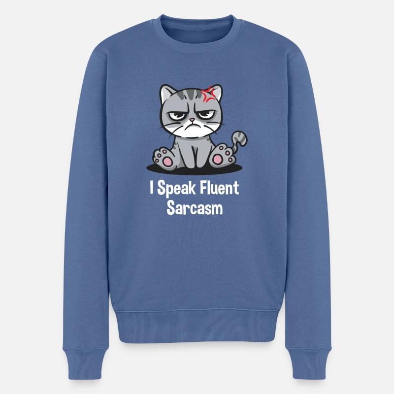 Ich spreche fließend Sarkasmus lustige Freunde Hum - Männer Premium Bio Pullover - Taubenblau