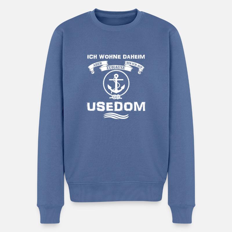 auf USEDOM zuhause - Männer Premium Bio Pullover - Taubenblau