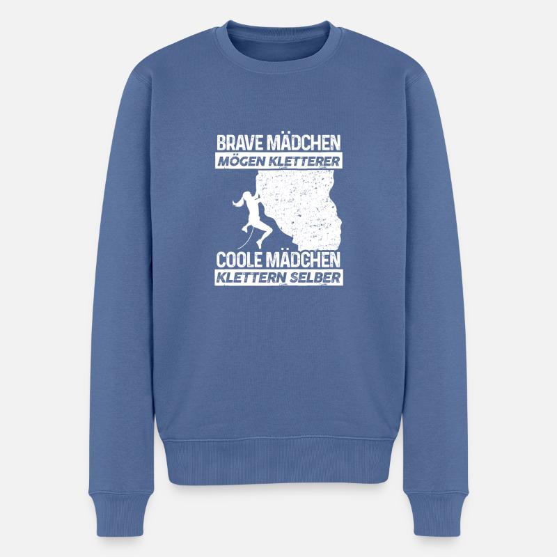 Coole Mädchen klettern selber Geschenk - Männer Premium Bio Pullover - Taubenblau