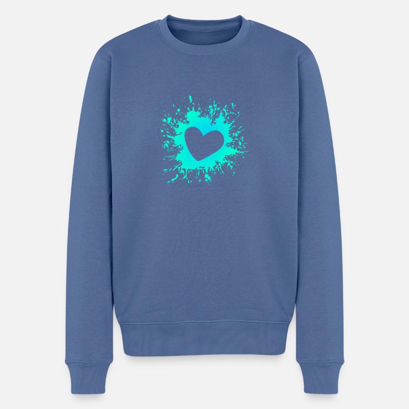 Cœur pinceau - Pull Premium bio Homme - bleu pigeon