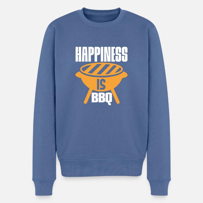 LE BONHEUR, C’EST UN BARBECUE - Pull Premium bio Homme - bleu pigeon