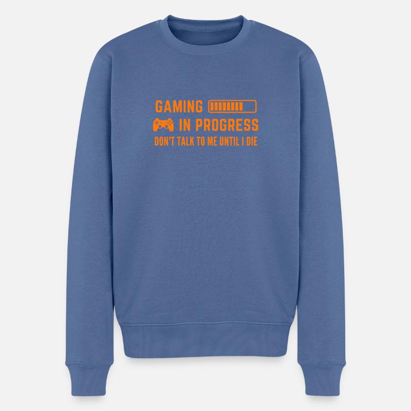 Gaming in Progress - Männer Premium Bio Pullover - Taubenblau