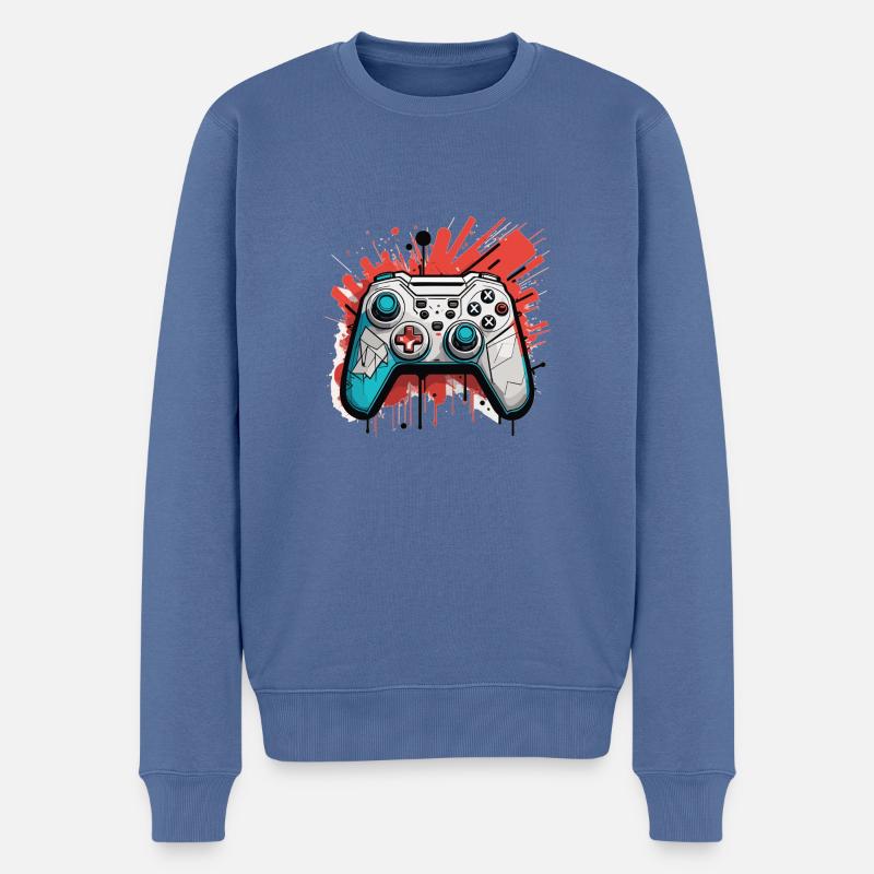 Gaming Controller - Männer Premium Bio Pullover - Taubenblau