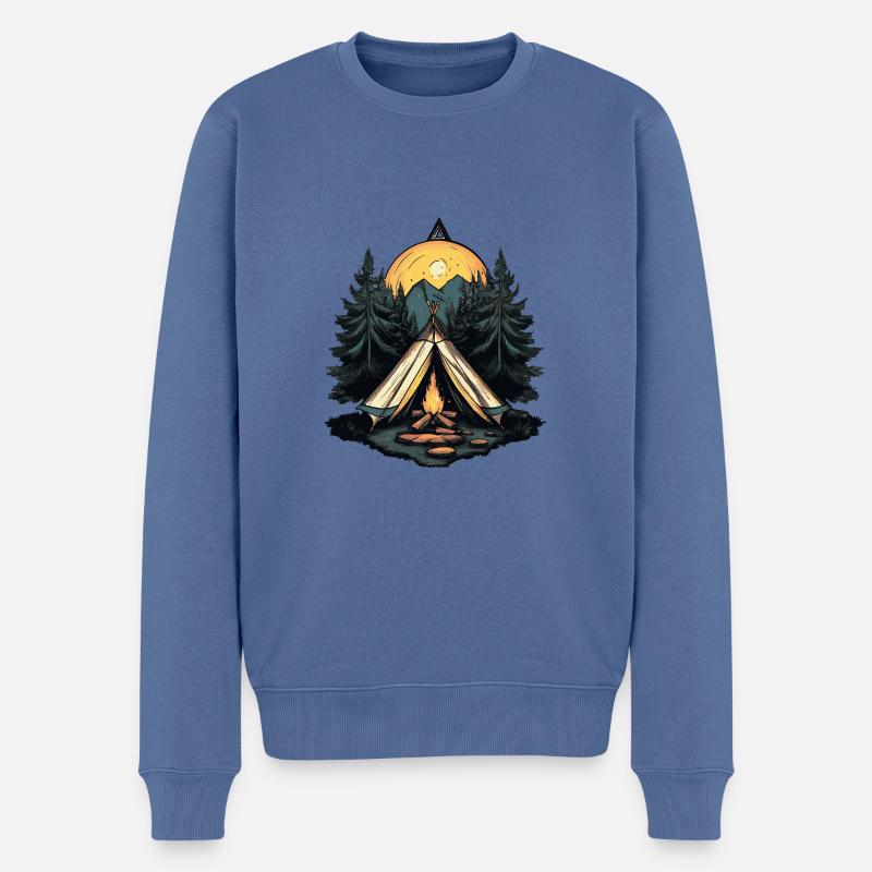 Camping Wald Zelt - Männer Premium Bio Pullover - Taubenblau