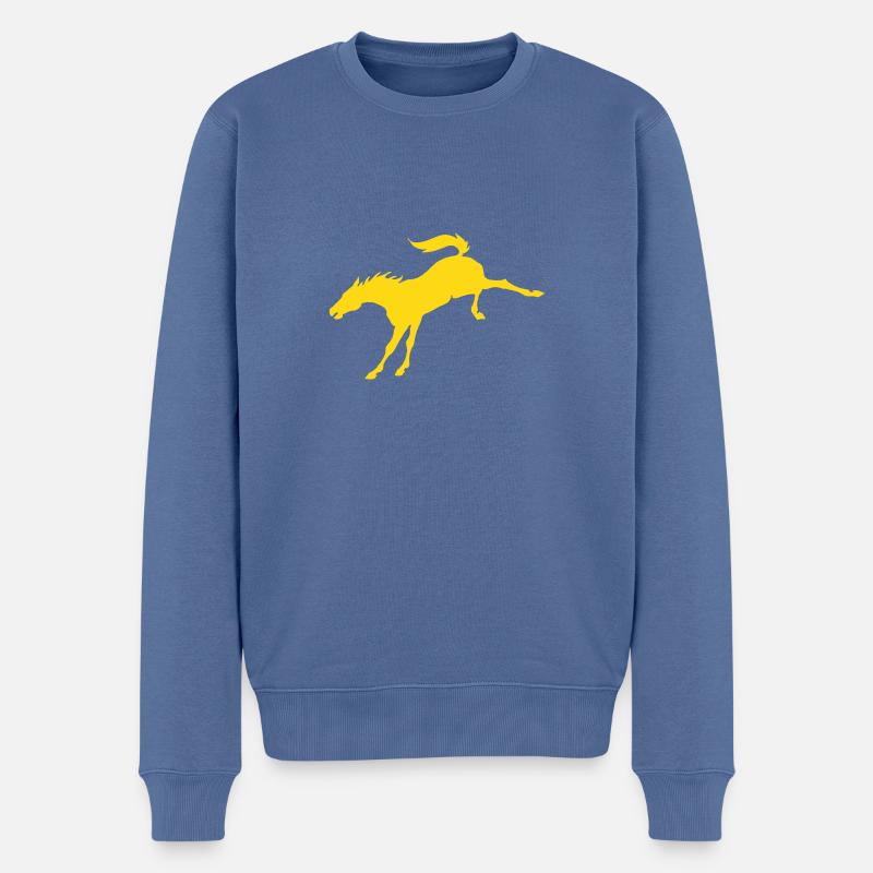 Bockendes Pferd - Männer Premium Bio Pullover - Taubenblau