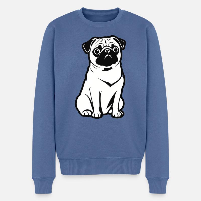 Pug - Pet Design - Männer Premium Bio Pullover - Taubenblau