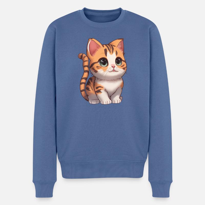 Total niedliches Kätzchen - Männer Premium Bio Pullover - Taubenblau