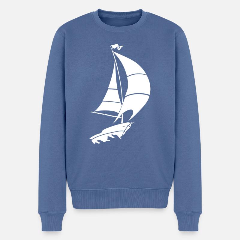 Segeln Segelboot Design - Männer Premium Bio Pullover - Taubenblau