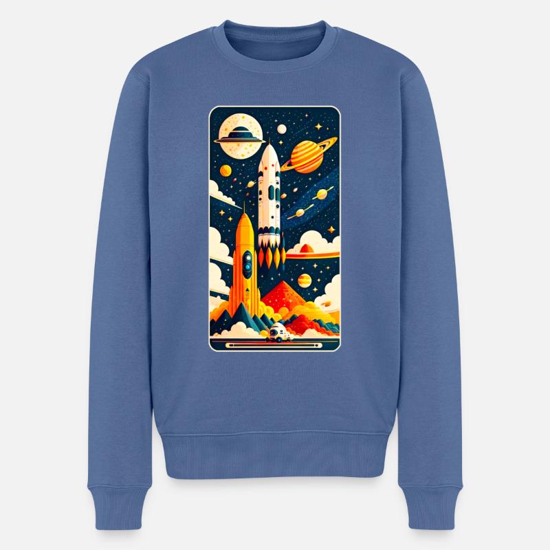 Space - Männer Premium Bio Pullover - Taubenblau