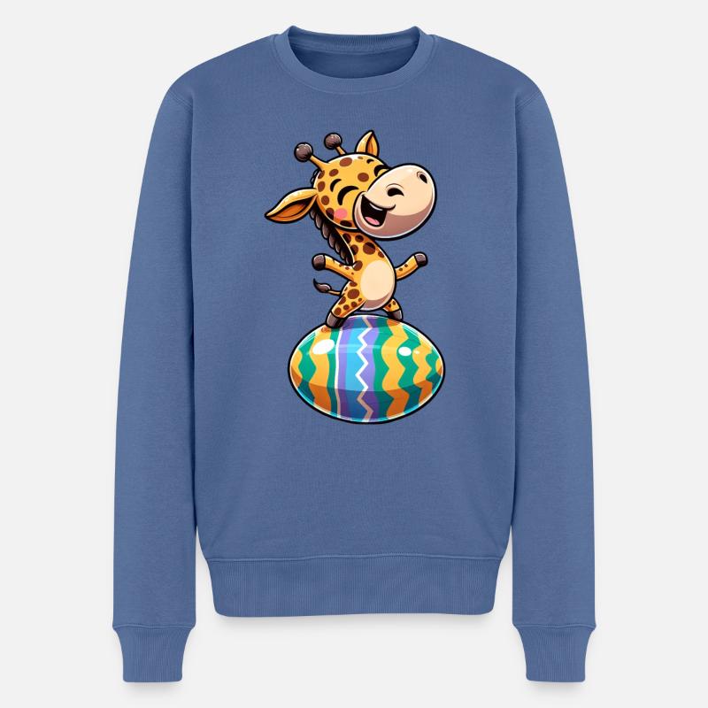 Easter Giraffe Dances, Dancer Egg - Men's Premium Organic Jumper - stone blue