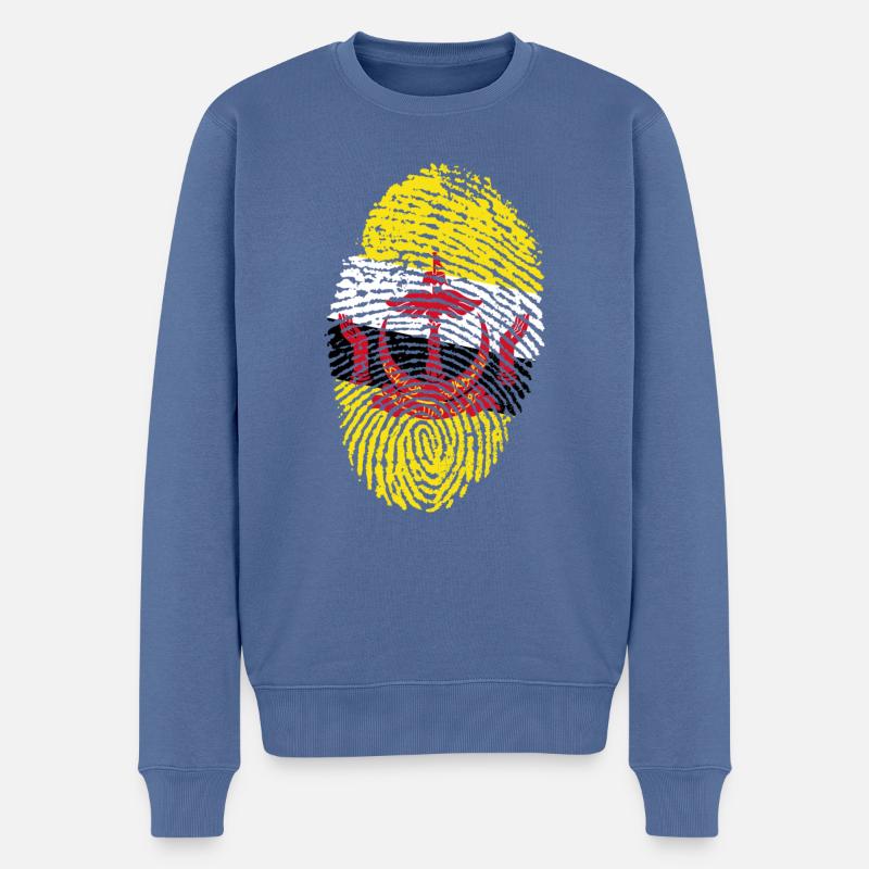 Brunei - Männer Premium Bio Pullover - Taubenblau