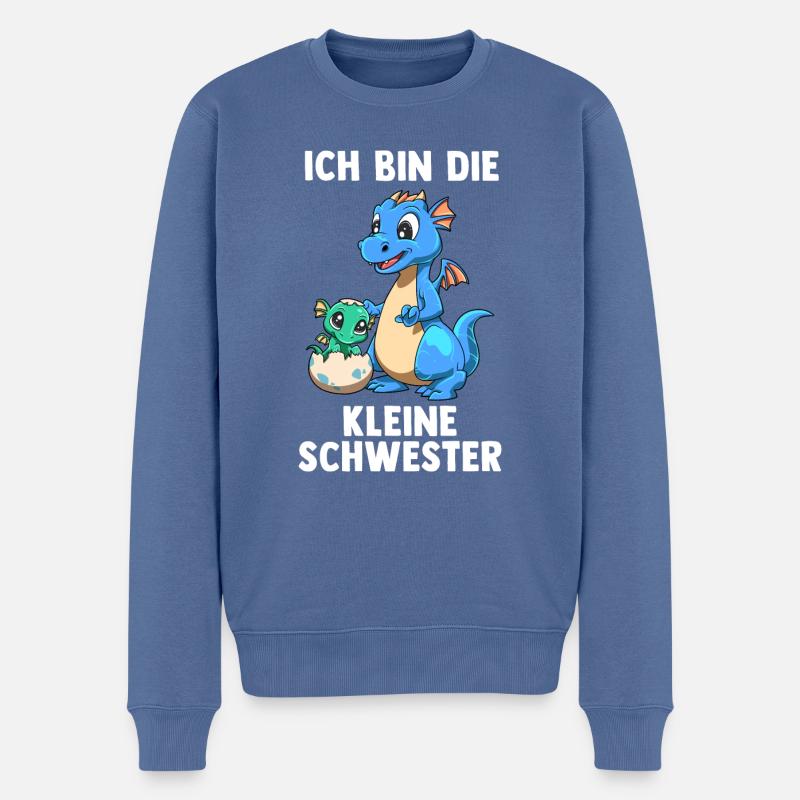 Drachen kleine Schwester - Ich bin der kleine - Männer Premium Bio Pullover - Taubenblau