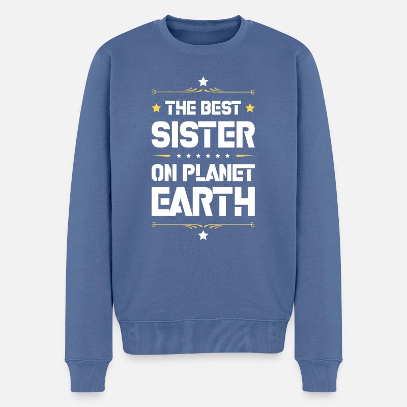 Beste Schwester Spruch - Männer Premium Bio Pullover - Taubenblau