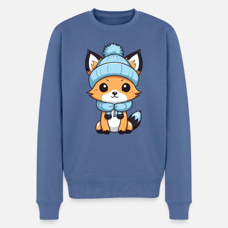 Fuchs Winter Comic - Männer Premium Bio Pullover - Taubenblau