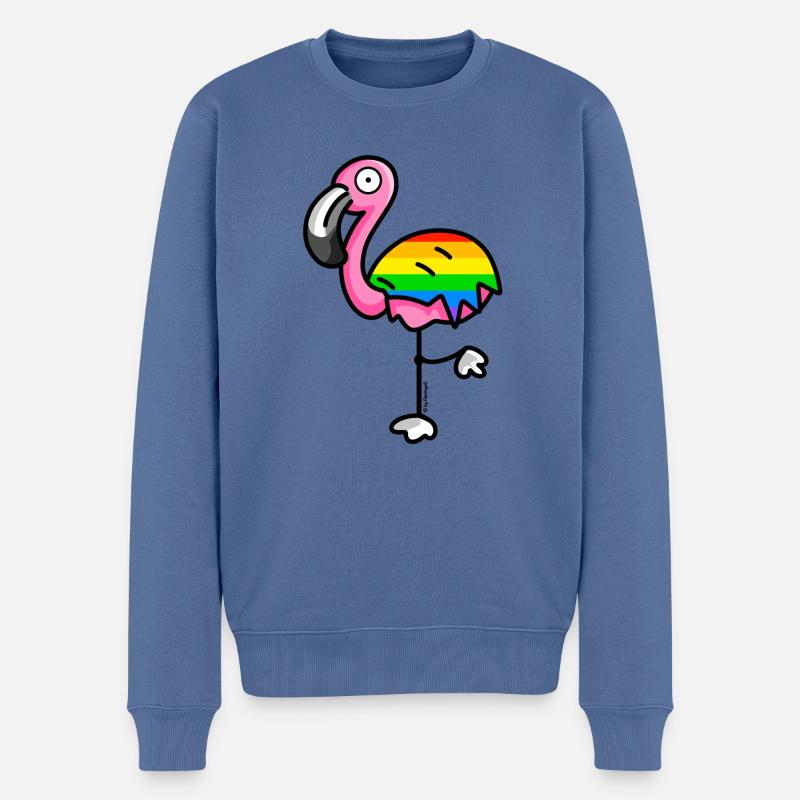 flamingo6 - Rainbow - Pull Premium bio Homme - bleu pigeon