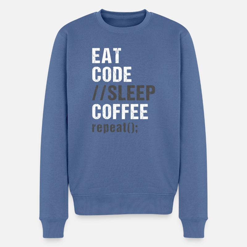 Essen Code Schlaf Kaffee Wiederholen - Männer Premium Bio Pullover - Taubenblau