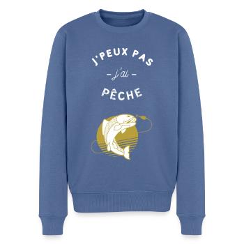 J peux pas j ai pêche - Pull Premium bio Homme - bleu pigeon - Devant - Nico (187cm)