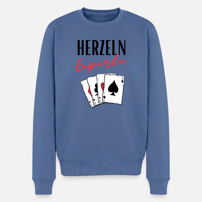 Herzeln Experte - Männer Premium Bio Pullover - Taubenblau