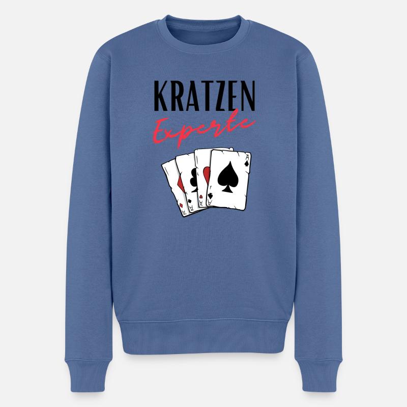 Kratzen Experte - Männer Premium Bio Pullover - Taubenblau