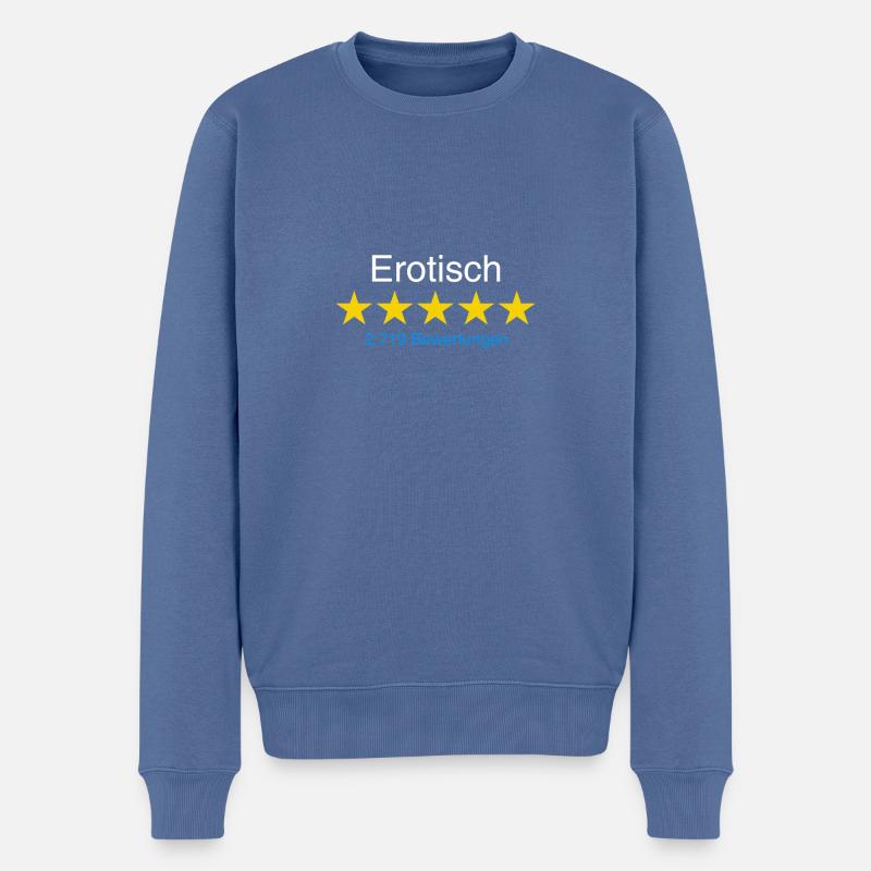 Erotisch mit Bewertung weiss - Männer Premium Bio Pullover - Taubenblau