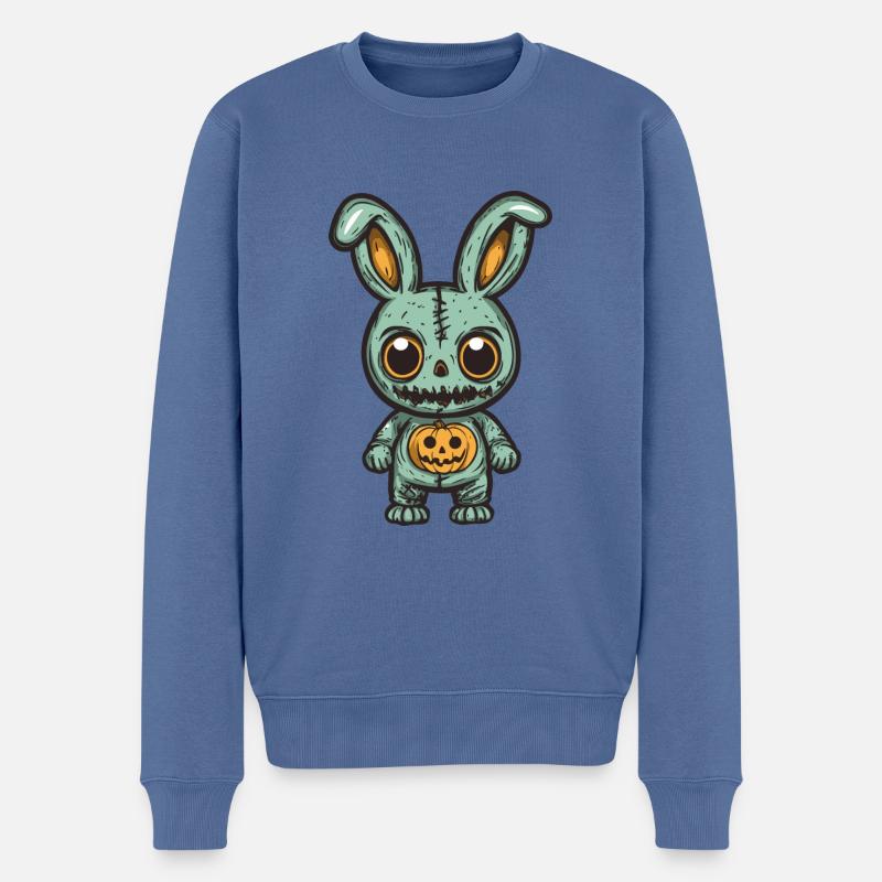 Lapin Halloween Drôle Zombie - Pull Premium bio Homme - bleu pigeon