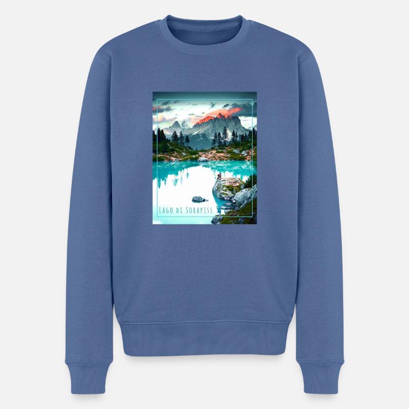 Lago di Sorapiss,Dolomiten,see,landschaft - Männer Premium Bio Pullover - Taubenblau