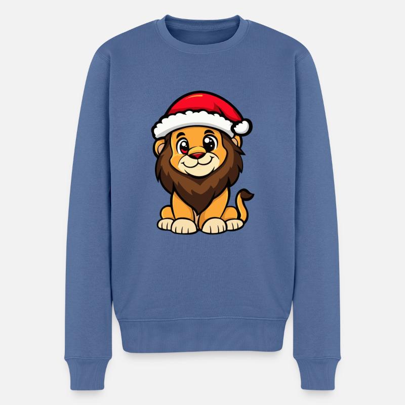 Lion Noël Mignon - Pull Premium bio Homme - bleu pigeon