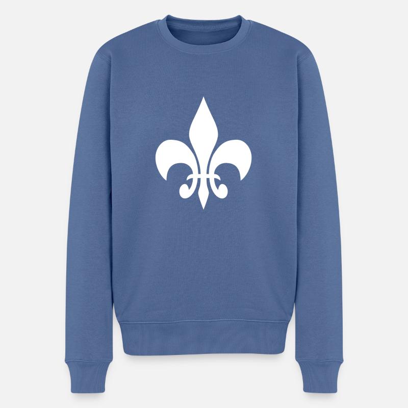 Fleur-de-lys - Männer Premium Bio Pullover - Taubenblau