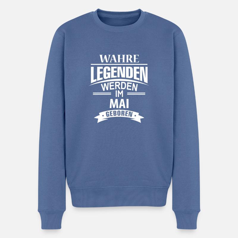 Wahre Legenden Mai - Männer Premium Bio Pullover - Taubenblau