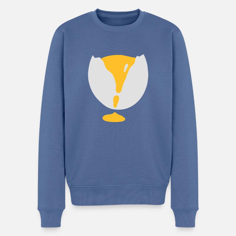 Oeuf cru - V2 - Pull Premium bio Homme - bleu pigeon