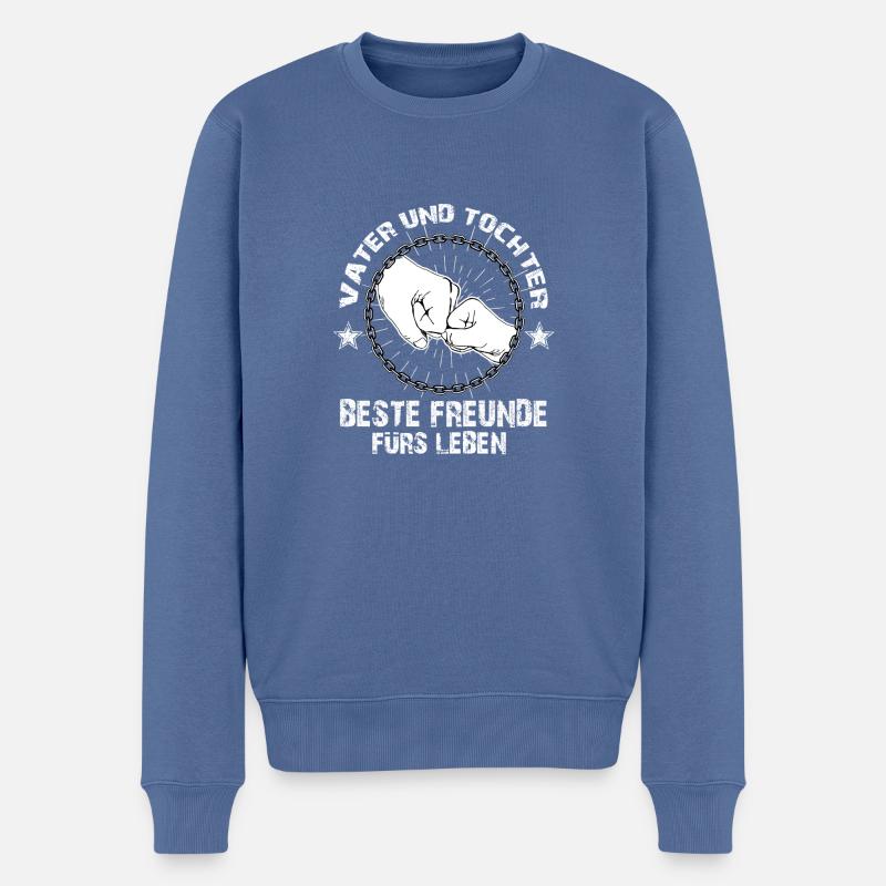 Vater und Tochter - Männer Premium Bio Pullover - Taubenblau