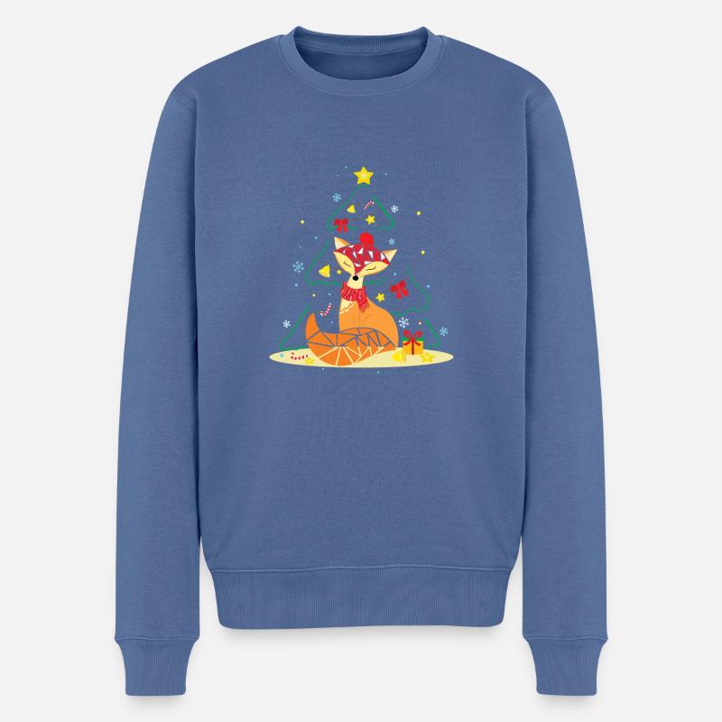 Christmas Fox Animal Weihnachten Geschenkidee - Männer Premium Bio Pullover - Taubenblau