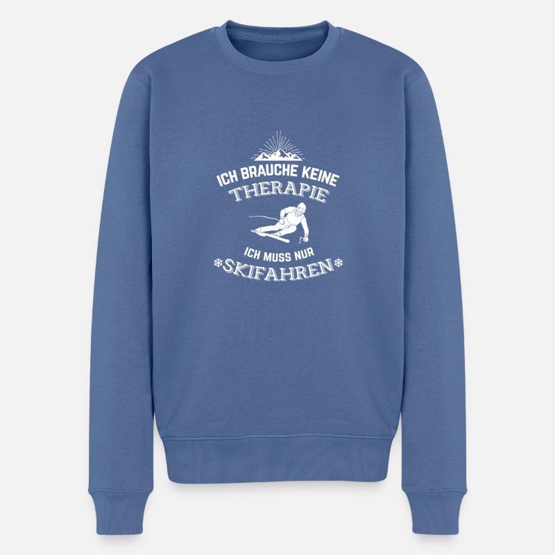 Ski Therapie - Männer Premium Bio Pullover - Taubenblau