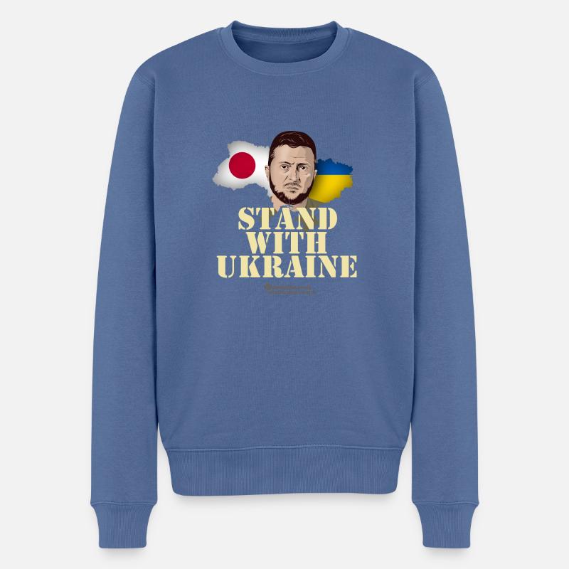 Ukraine Japan Solidarität - Männer Premium Bio Pullover - Taubenblau