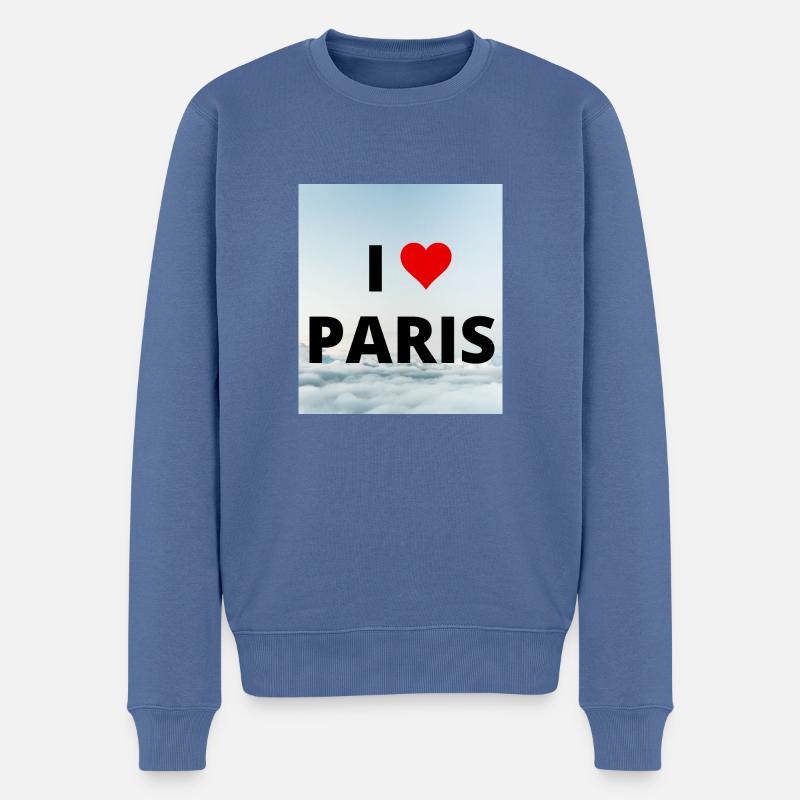 ICH LIEBE PARIS 2 - Männer Premium Bio Pullover - Taubenblau