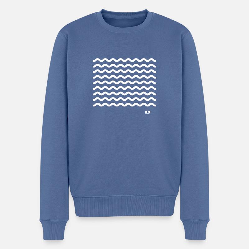 A-090 Waves - Männer Premium Bio Pullover - Taubenblau