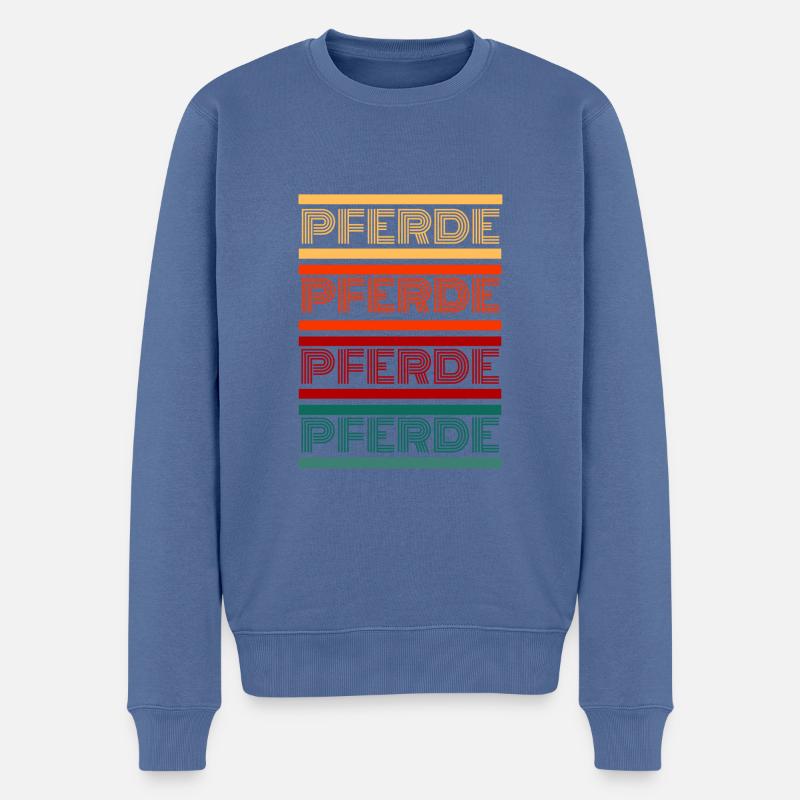 Pferde Pferde Pferde (Design 1) - Männer Premium Bio Pullover - Taubenblau