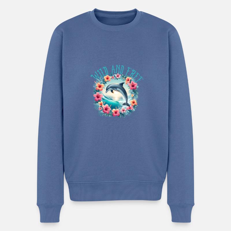Wild an Free - Männer Premium Bio Pullover - Taubenblau