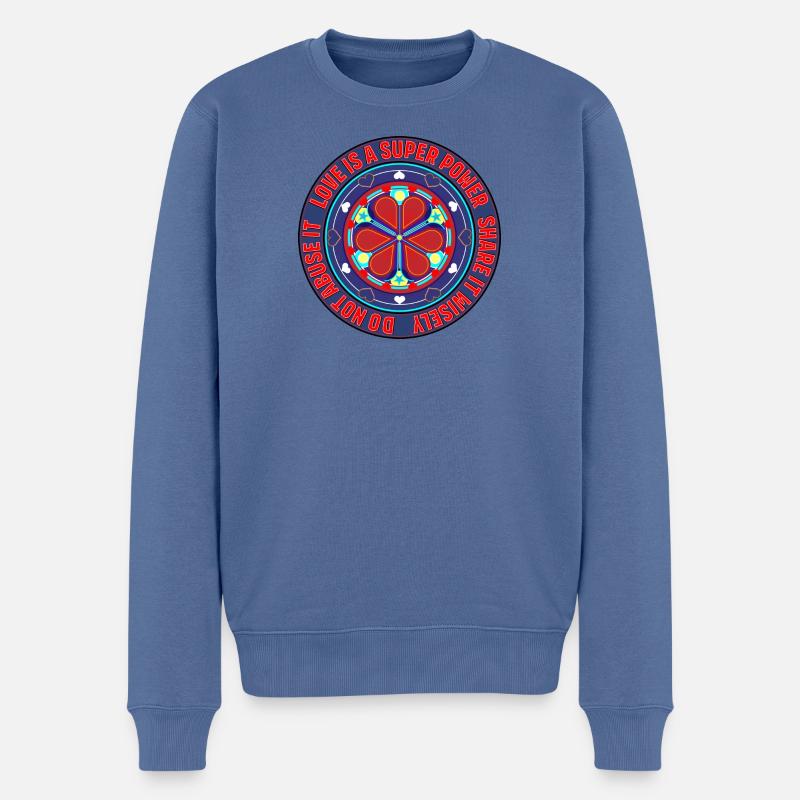 Super Love Power - Männer Premium Bio Pullover - Taubenblau