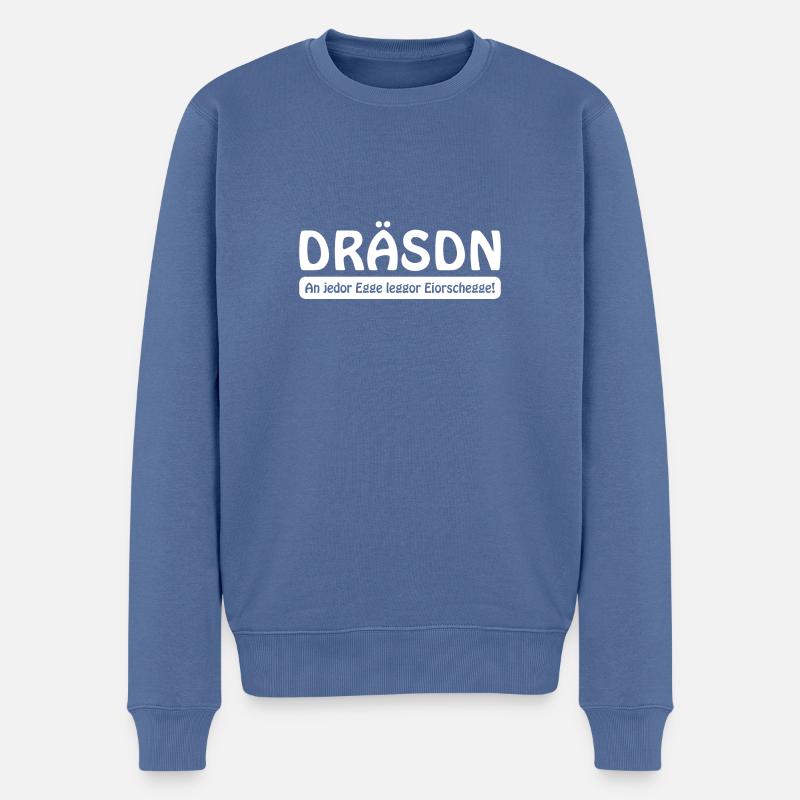 Dresden – An jeder Ecke lecker Eierschecke - Männer Premium Bio Pullover - Taubenblau