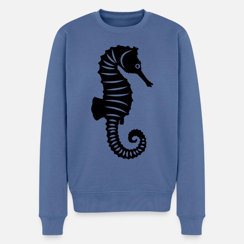 Hippocampe - Pull Premium bio Homme - bleu pigeon