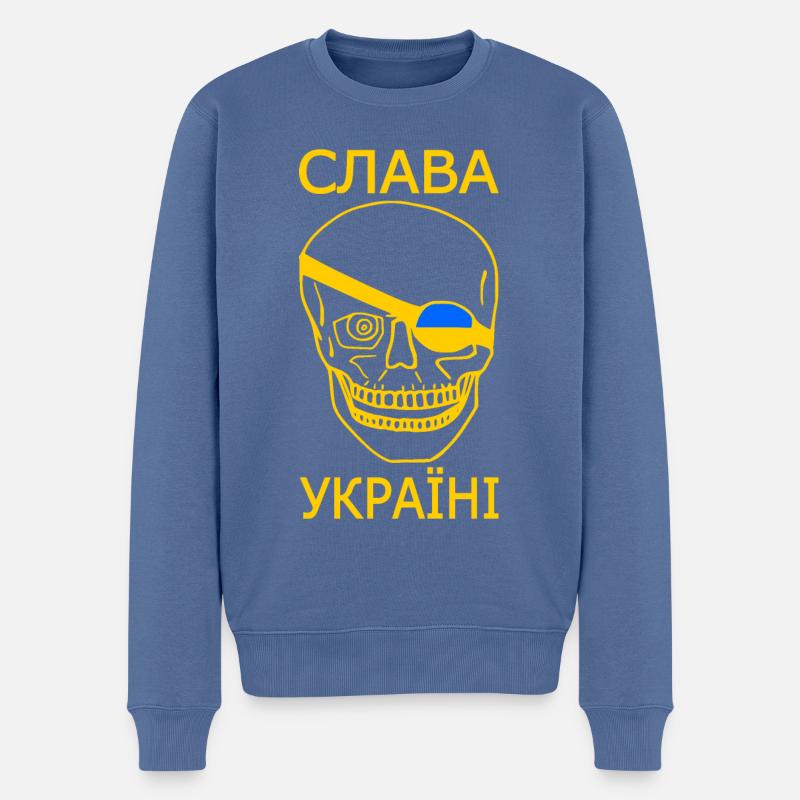 Slava ukraini - Männer Premium Bio Pullover - Taubenblau