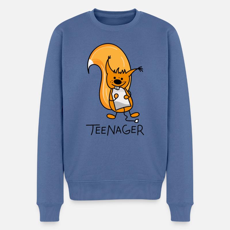 Teenager Eichhörnchen - Männer Premium Bio Pullover - Taubenblau