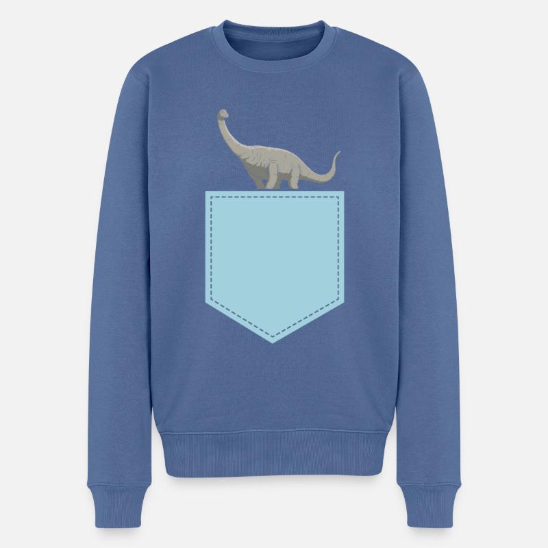 Brontosaurus Dino Geschenk - Männer Premium Bio Pullover - Taubenblau